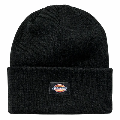 Tall Cuff Black Beanie Hat, One Size Fits All, Warm Knit Winter Cap