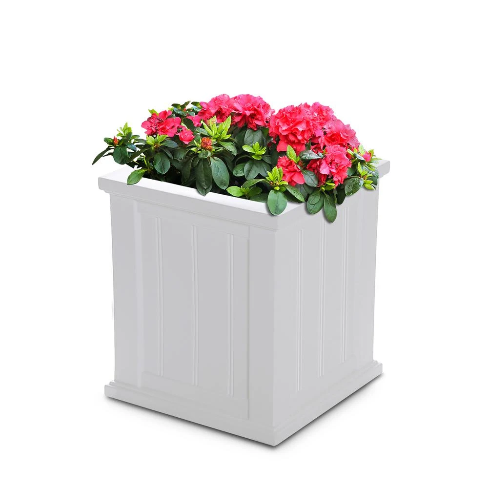 Mayne Cape Cod 16 In. Square White Plastic Patio Planter