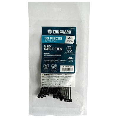 Self-Locking Cable Ties, Black, 4 In., 30-Pk.