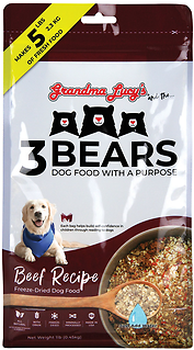 Grandma Lucy's 3 Bears Freeze Dried Beef Recipe Dog Food 1lb