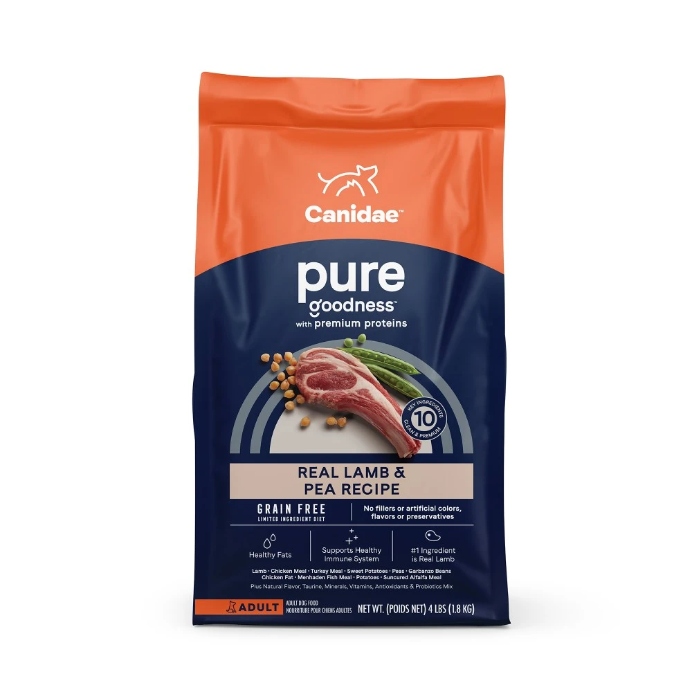 CANIDAE PURE Grain Free Limited Ingredient Real Lamb & Pea Dry Dog Food, 4lb