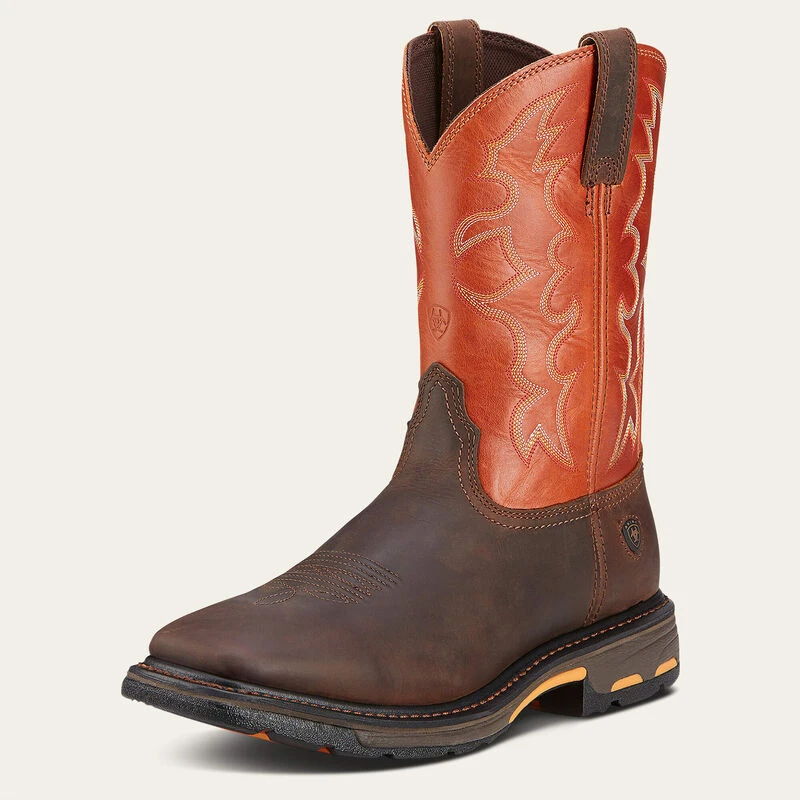 ARIAT MEN'S WORKHOG WIDE SQUARE TOE WORK BOOT, DARK EARTH COLOR, 8/MEDIUM