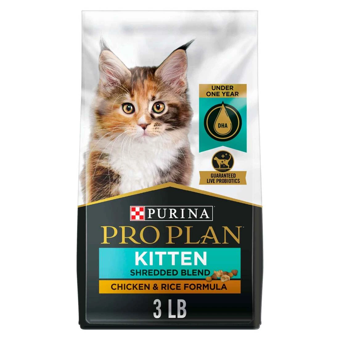 Purina Pro Plan Shredded Blend Chicken & Rice Kitten Food, 3lb