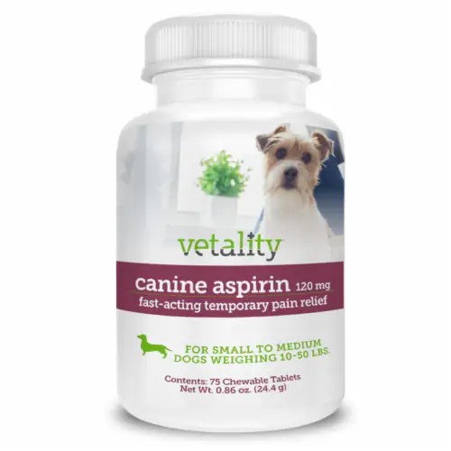 Vetality Canine Aspirin for Small-Med Dogs 10-50lb 75ct