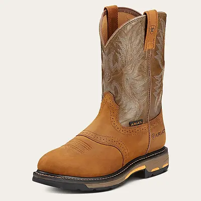 ARIAT WORKHOG PULL-ON WORK BOOT, AGED BARK COLOR, 7.5/MEDIUM