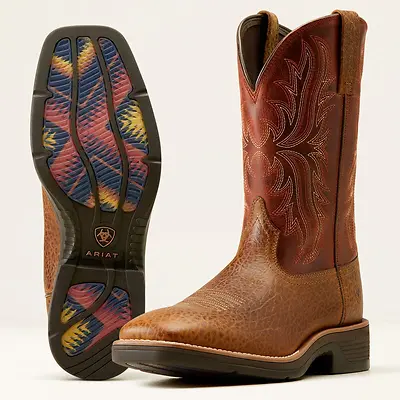 ARIAT RIDGEBACK COWBOY BOOT, TAN BULL EMBOSS|ORANGE RUST COLOR, 12/WIDE