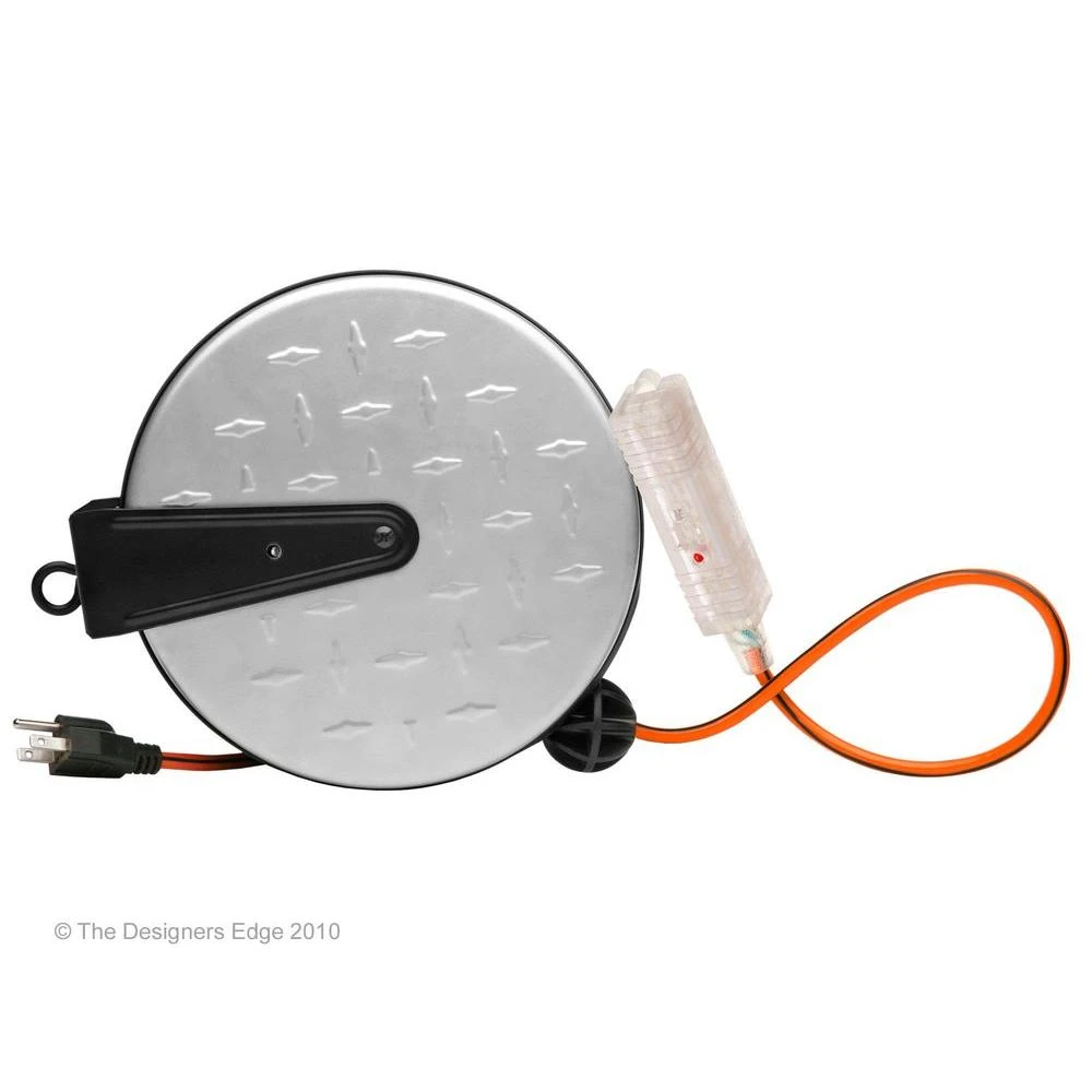 30 Feet 16/3 Metal Retractable Extension Cord Reel Model E-215