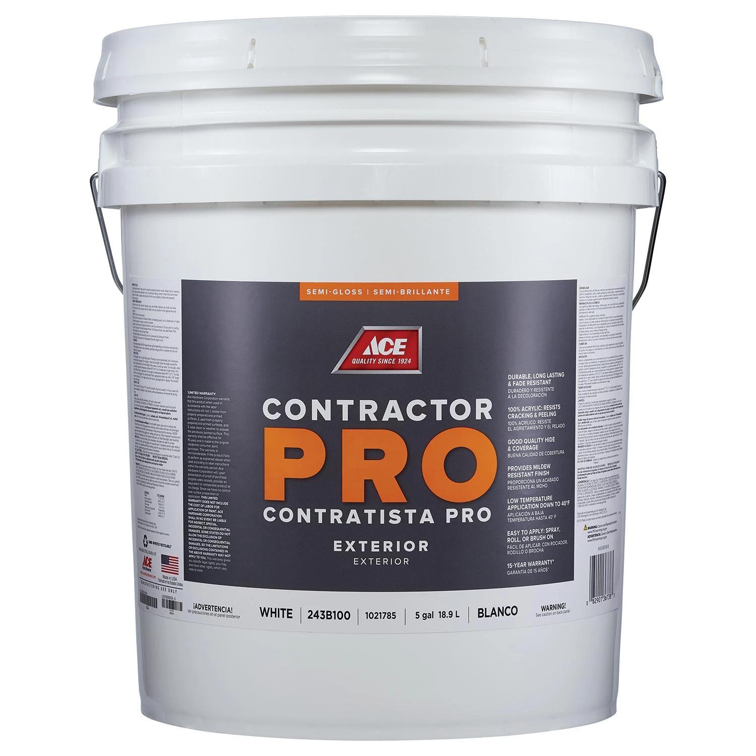 Ace Contractor Pro Semi-gloss White Exterior Paint 5 Gallon