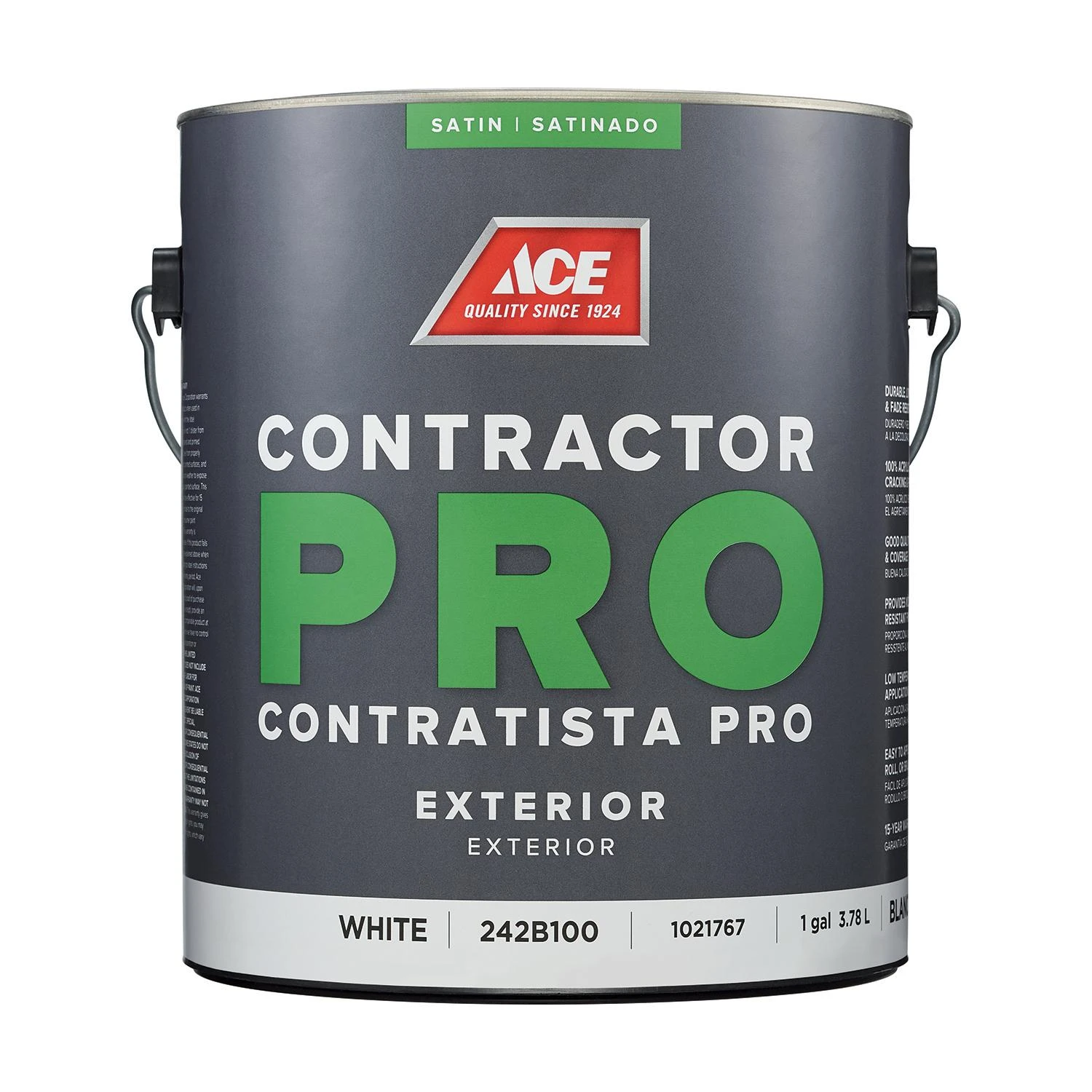 Ace Contractor Pro Satin White Exterior Paint 1 Gallon