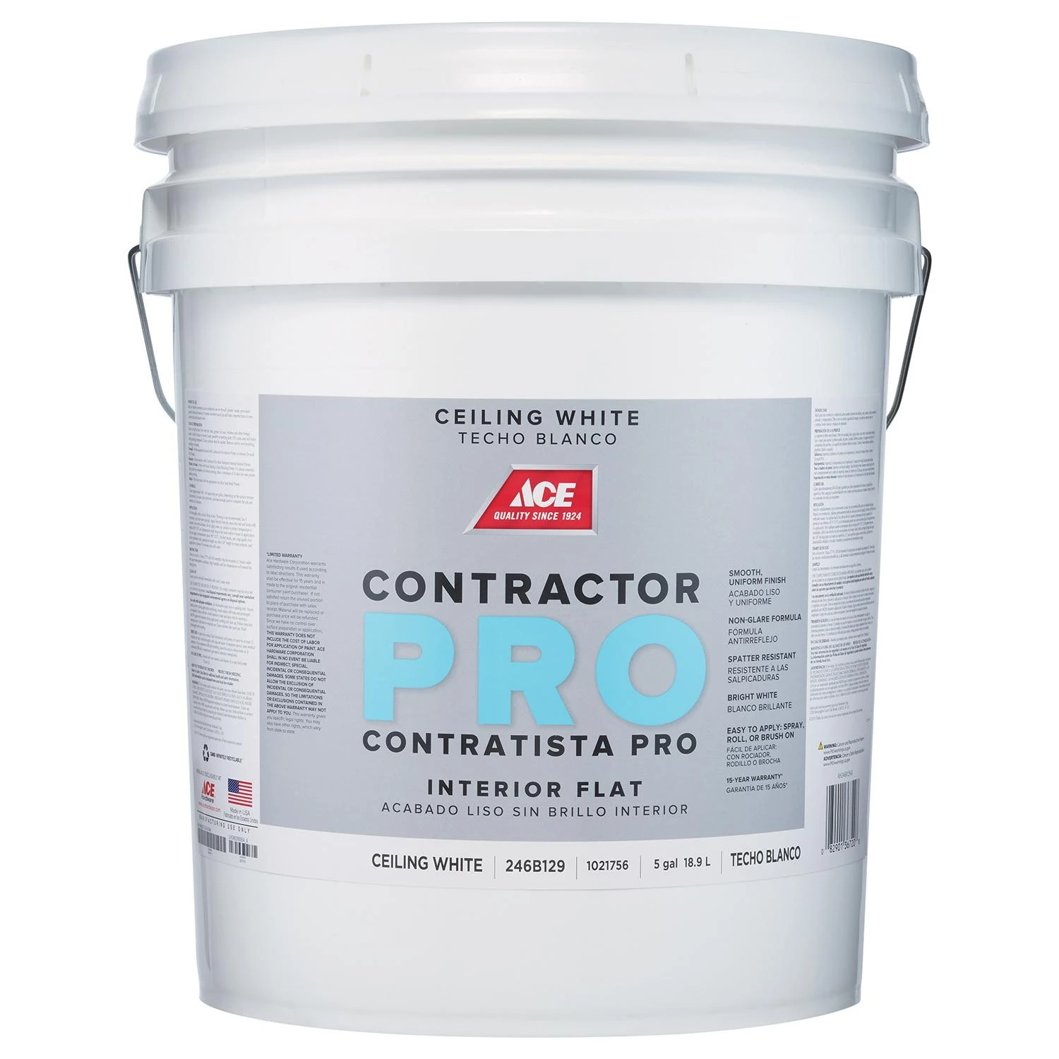 Ace Contractor Pro Flat Bright White Ceiling Paint Interior 5 Gallon