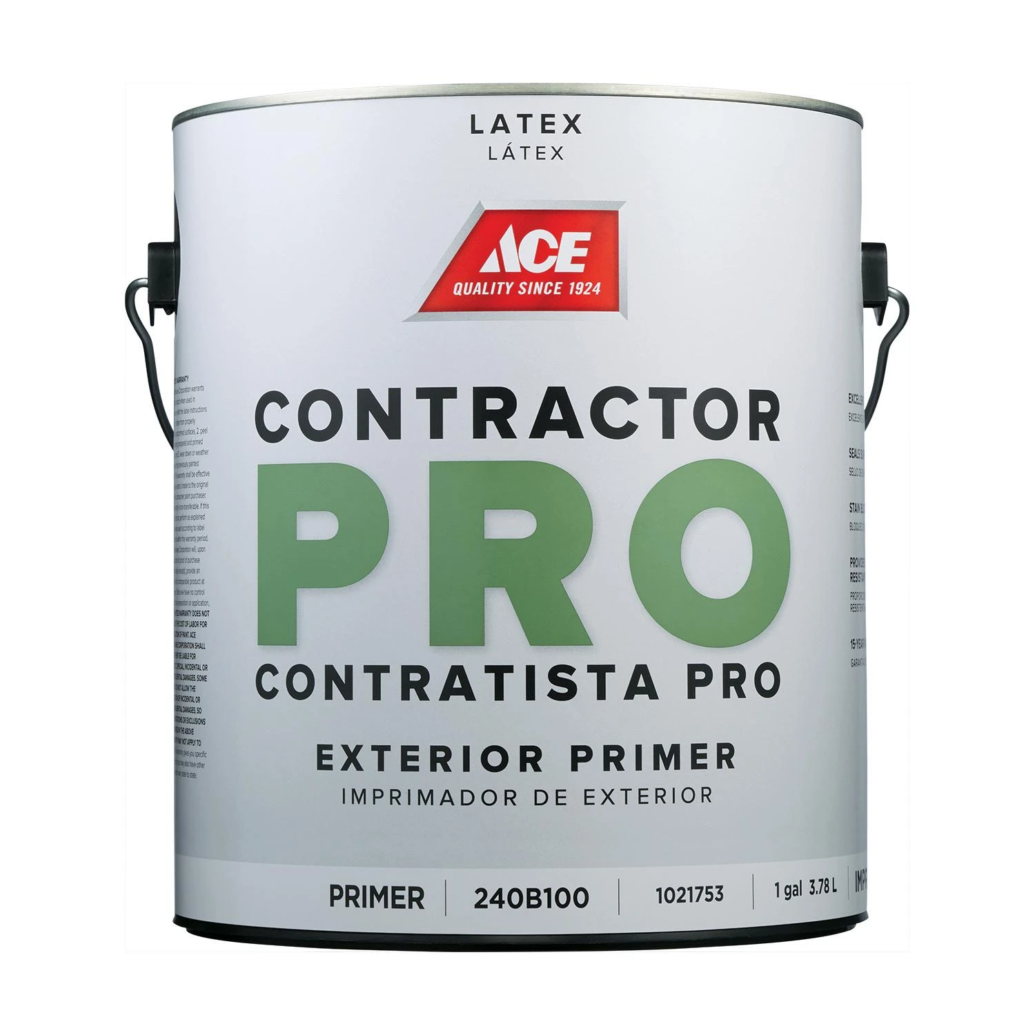 Ace Contractor Pro Exterior Latex Primer - White 1 Gallon For Outdoor Use