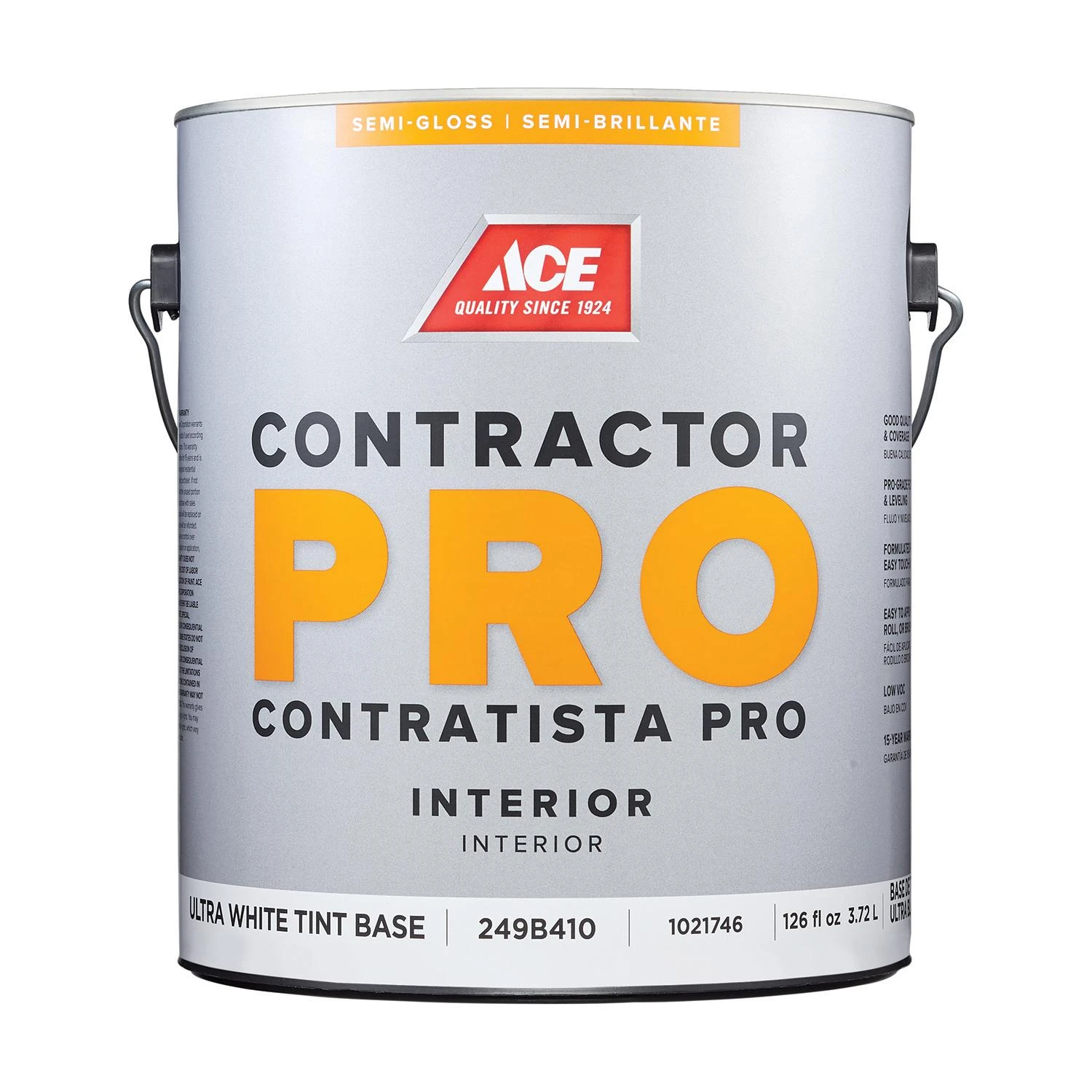 Ace Contractor Pro Semi-gloss Tint Base Ultra White Interior Paint 1 Gallon