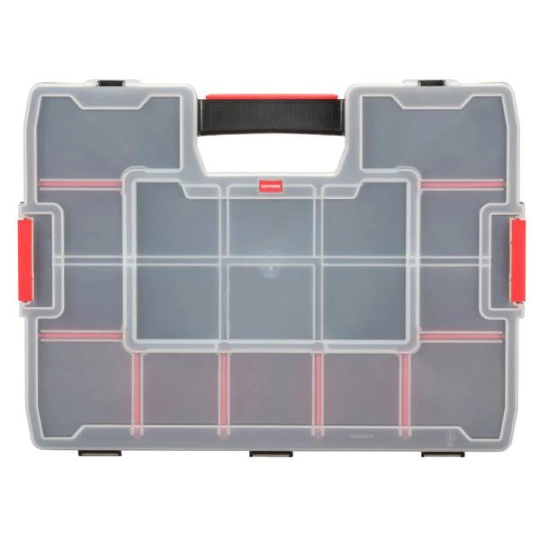 Craftsman Medium Storage Organizer 14.8" W X 2.71" H X 11.5" D With 14 Compartments Black/red