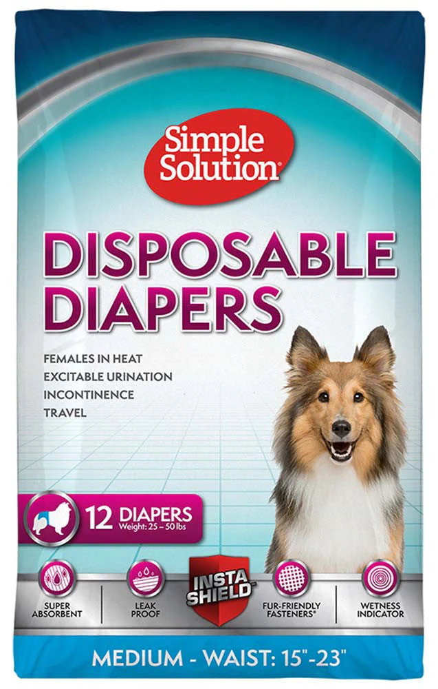 Simple Solution DISPOSABLE Doggie Diapers - Medium