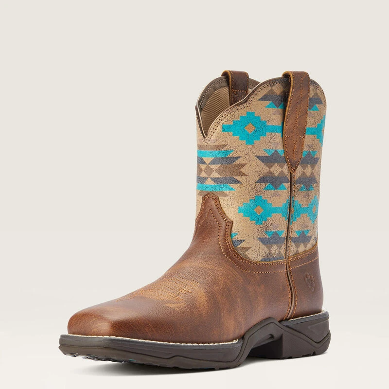 Ariat Anthem Shortie Savanna Western Boot, DRY TAUPE/ TURQUOISE BLANKET Color, 11/Medium