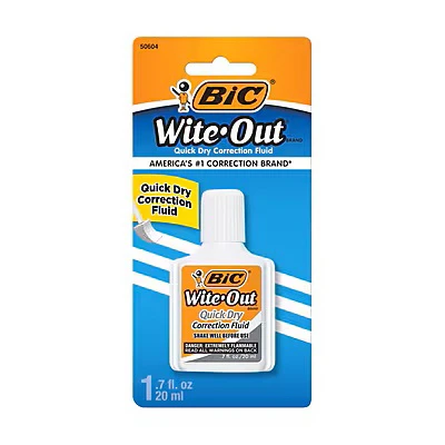 Bic Wite-out Quick Dry Correction Fluid, 0.7 Oz. Bottle, White
