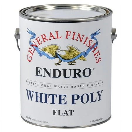 1 Gallon General Finishes Gwf White Enduro Poly Water-based Topcoat, Flat Finish