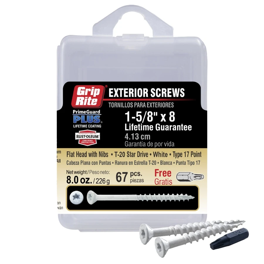 Grip-rite Primeguard Plus #8 X 1-5/8-in White Polymer Deck Screws 67-count
