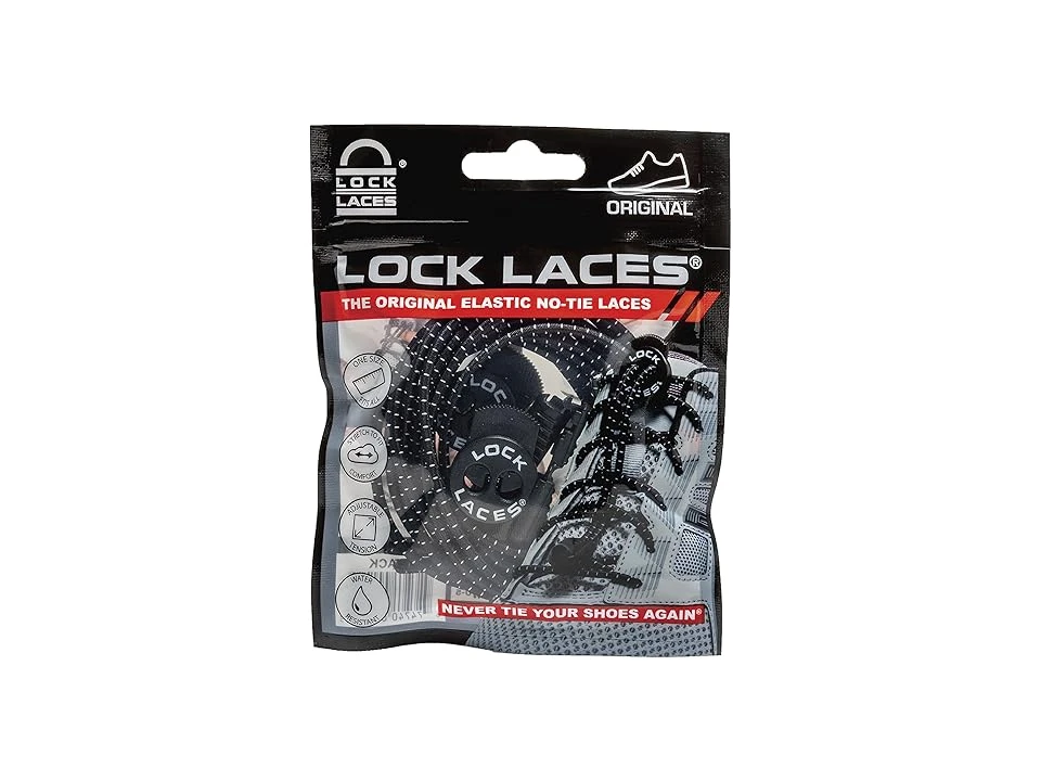 Lock Laces Original No-tie Elastic Shoelaces With Fastening System - Black 48-inch