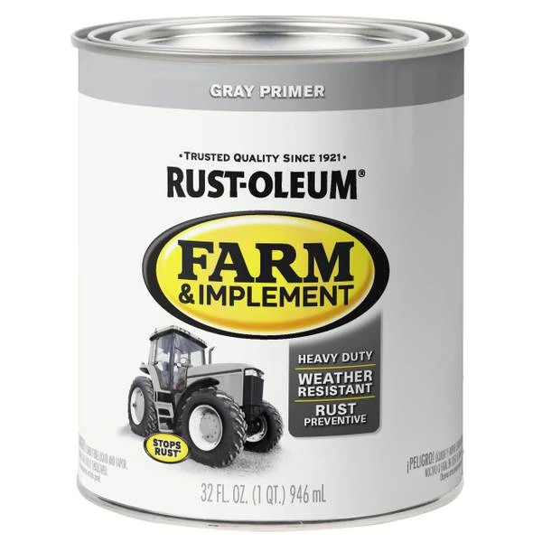 Rust-oleum 280106 Farm Equipment Gray Primer Paint, 1 Quart, Oil Based