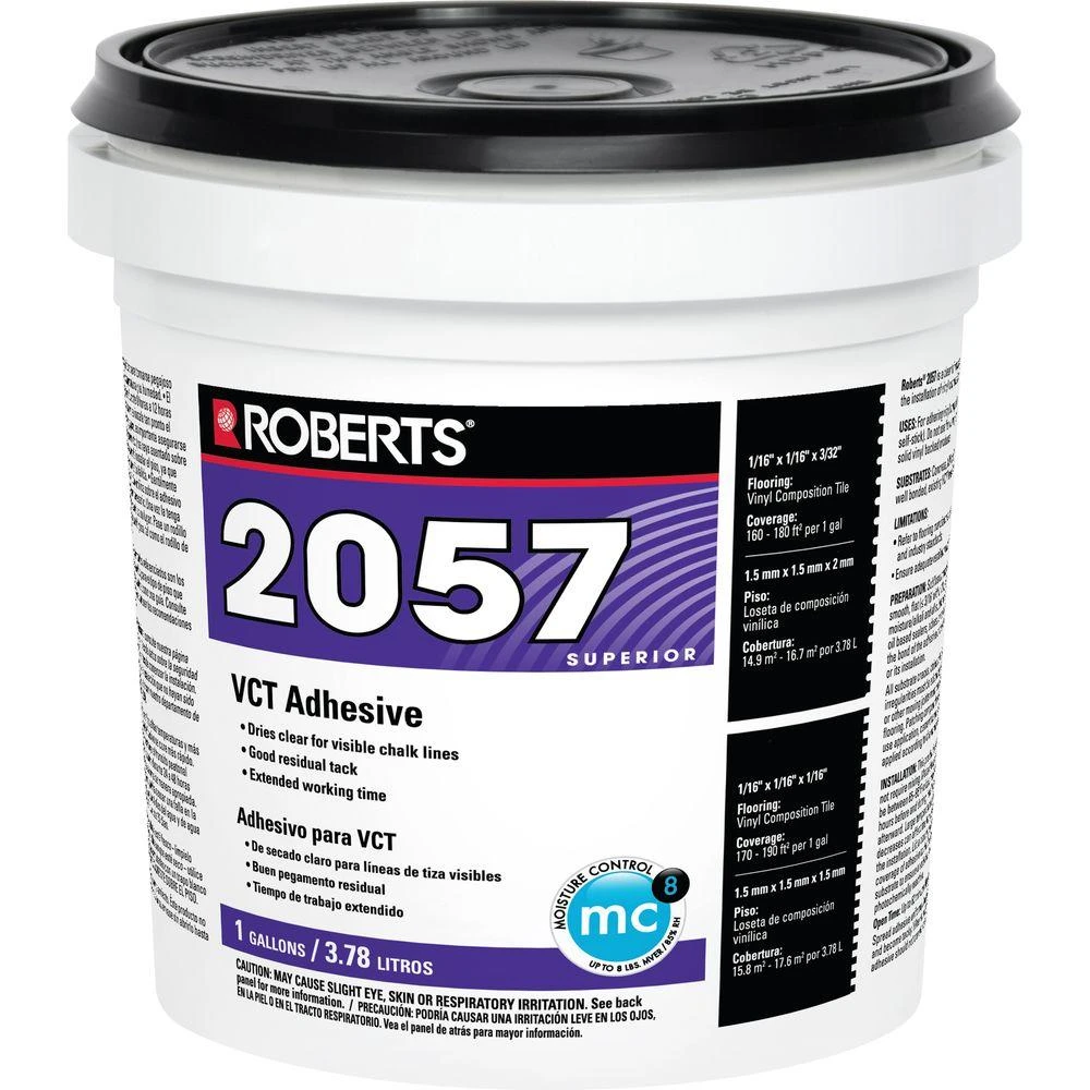 Roberts 2057 Vct Ez Vinyl Composition Tile Adhesive, 1 Gallon Pail, High Tack