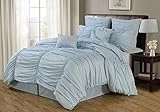 Venetian Ruched 8 Piece Comforter Set - Full/queen Size In Blue