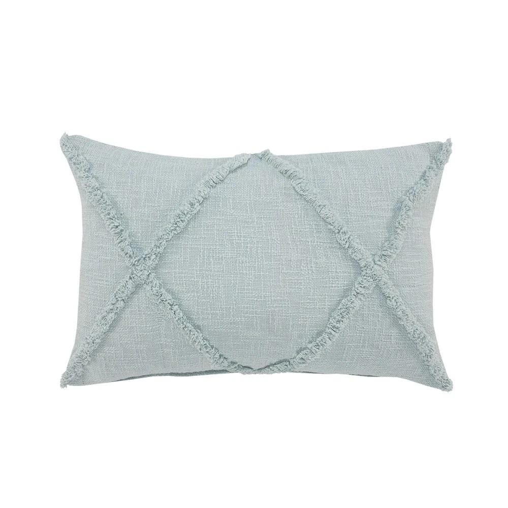 Tufted Pastel Blue Decorative Throw Pillow, 16 In. X 24 In., Rectangle Shape
