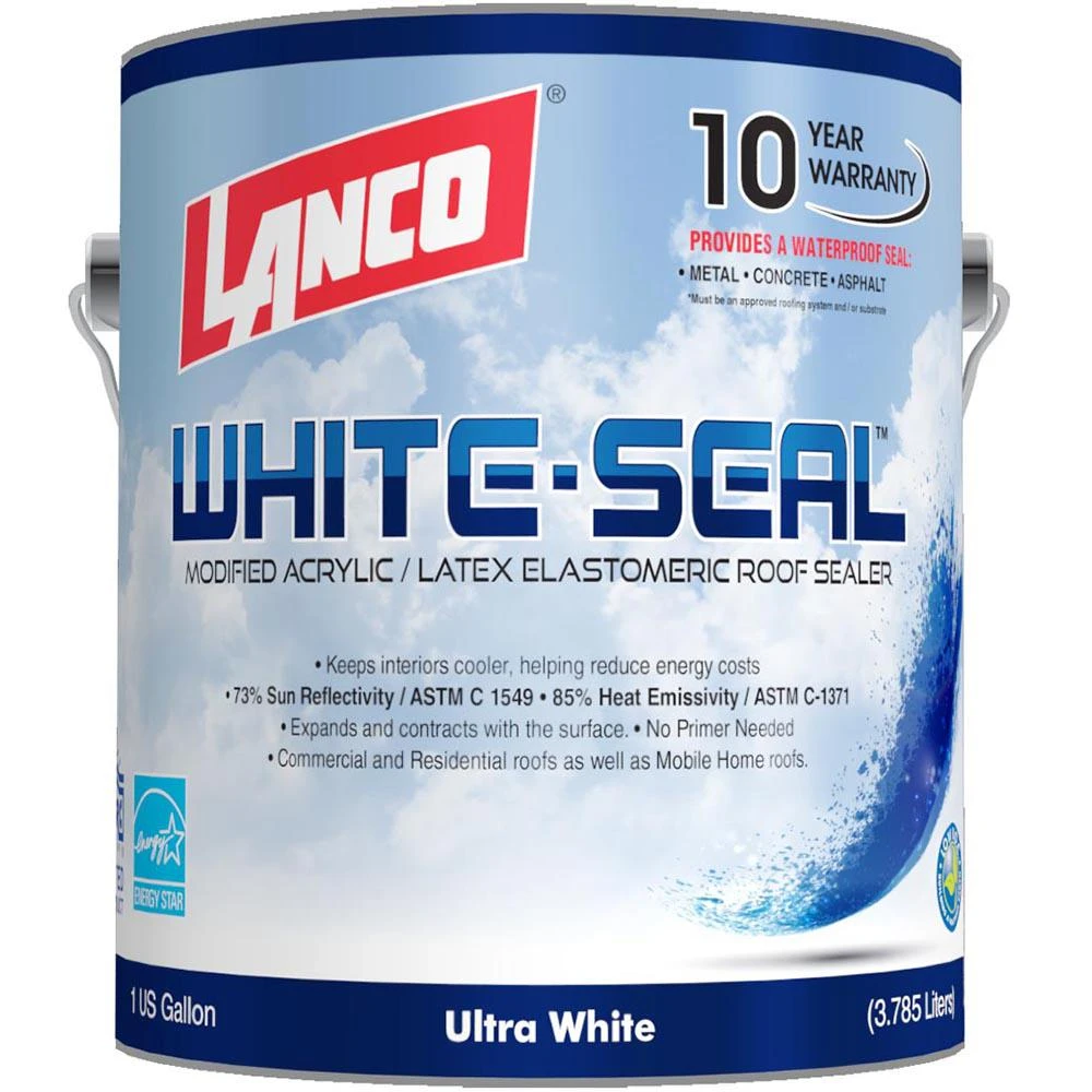 1 Gallon White Seal Elastomeric Roof Coating By Lanco, Model Rc865-4