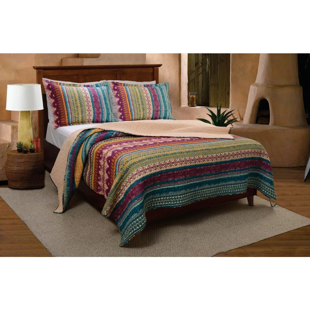 Greenland Home Fashions Southwest 2-piece Twin Quilt Set, Beige/green, Model Gl-1412fmst
