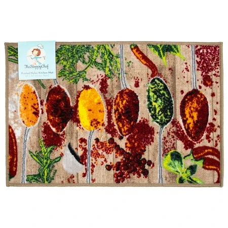 Sloppy Chef Printed Kitchen Rug 18 X 30 In Non-skid Latex Backing Spices Design