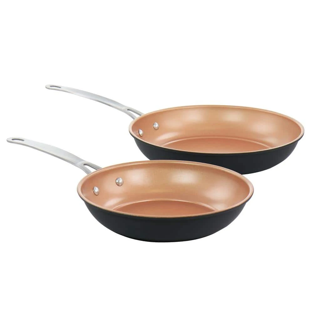 Gibson Home 2-piece Non-stick Carbon Steel Frying Pan Set In Copper