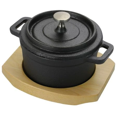 Gibson Home Campton 0.3 Quart Mini Round Cast Iron Casserole Dutch Oven With Lid And Base