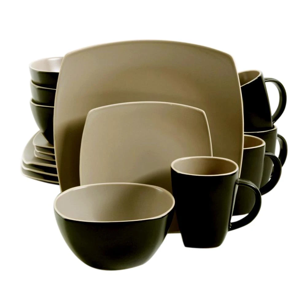 Soho Lounge 16-piece Taupe Matte Dinnerware Set By Gibson Home
