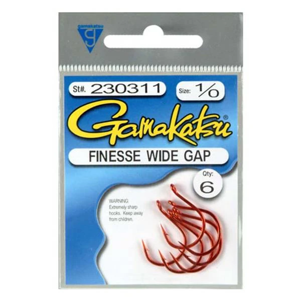 Gamakatsu 230311 Finesse Wide Gap Red Size 1/0 6 PK Salmon Fishing Hook