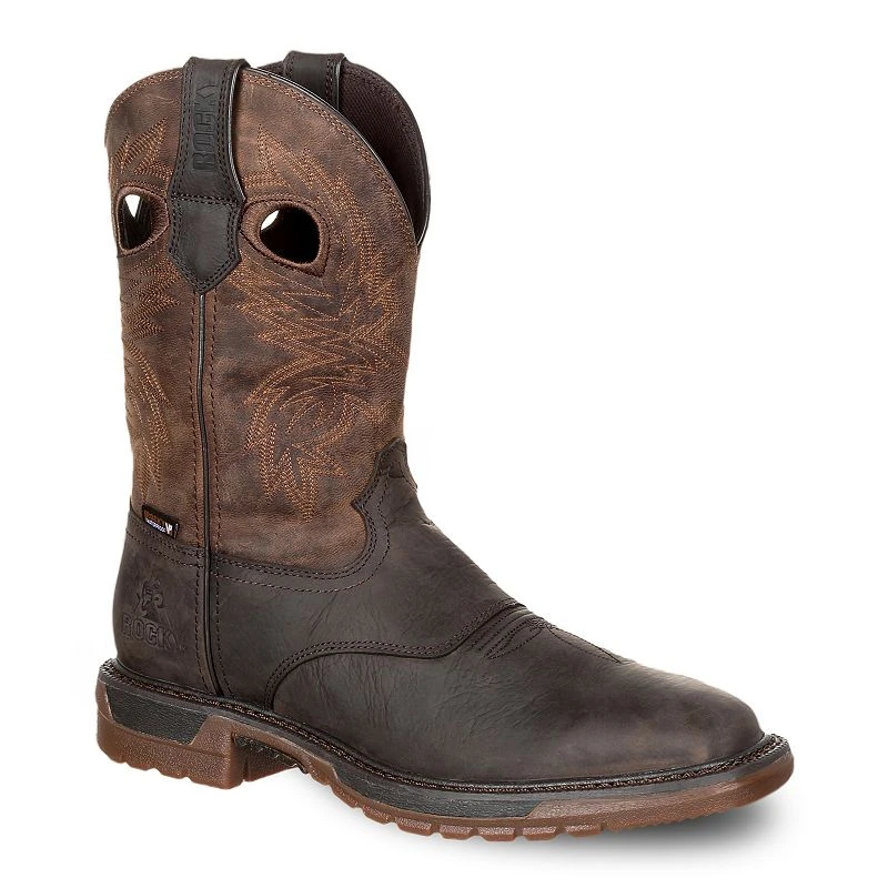 Rocky Men's Original Ride Flx Waterproof Western Boots, Size 12, Brown Leather