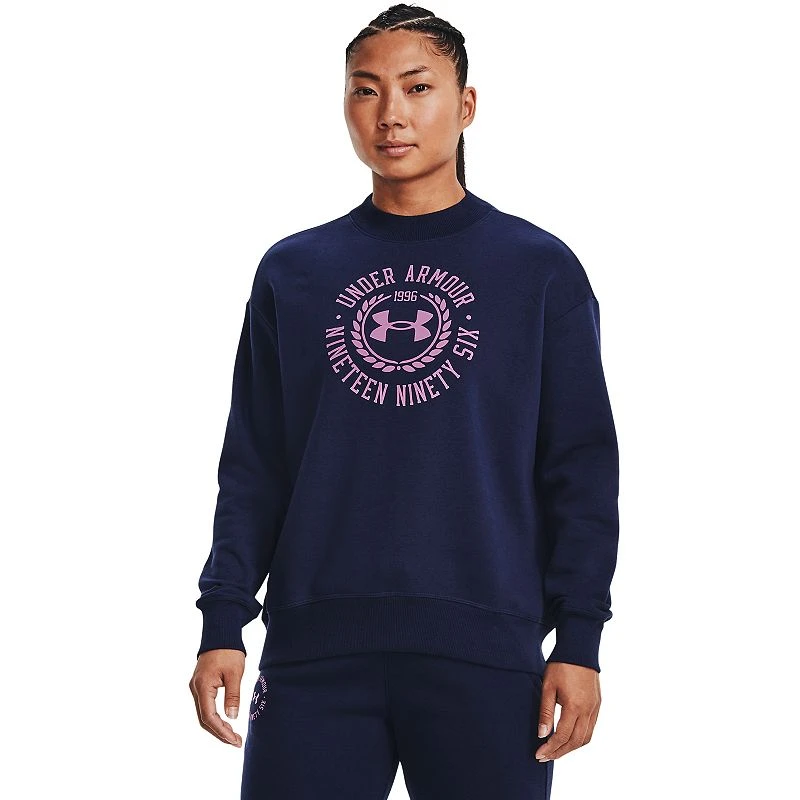Women's Under Armour Rival Fleece Crest Crewneck Sweatshirt, Size Xl, Blue