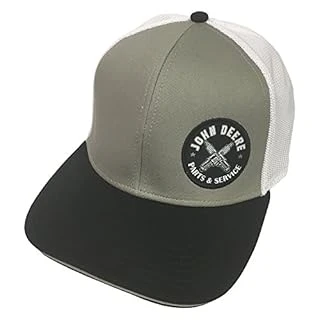 John Deere Men's Black Stretch Mesh Back Flat Bill Hat Model Lp68654