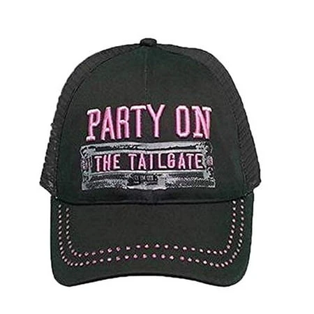 Ladies Farm Girl Party On The Tailgate Hat Cap Black Pink F23080726