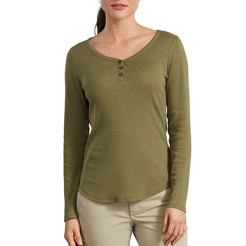 Women's Dickies Henley Shirt, Size Small, Light Green Color