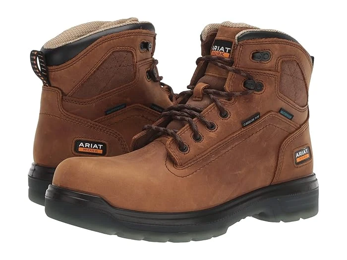 Men's Ariat Turbo 6" Waterproof Carbon Toe Work Boot Aged Bark Size 9