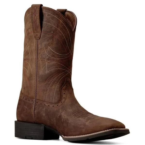 Ariat Men's Sport Wide Square Toe Cowboy Boots 10.5 D Distressed Brown