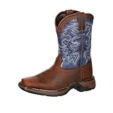 Durango Boys' 8" Cowboy Embroidery Western Boots, Size 6, Brown/blue