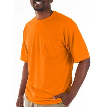 Gildan Men's Classic Short Sleeve Pocket T-shirt - 17 Colors Available, Size S, Safety Orange