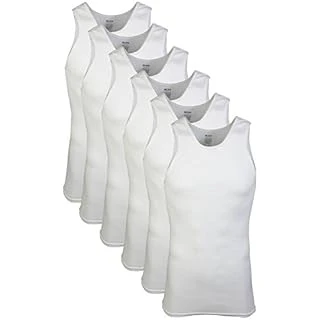 1198753 Men Cotton A-Shirt&#44; White - Large - Pack of 6