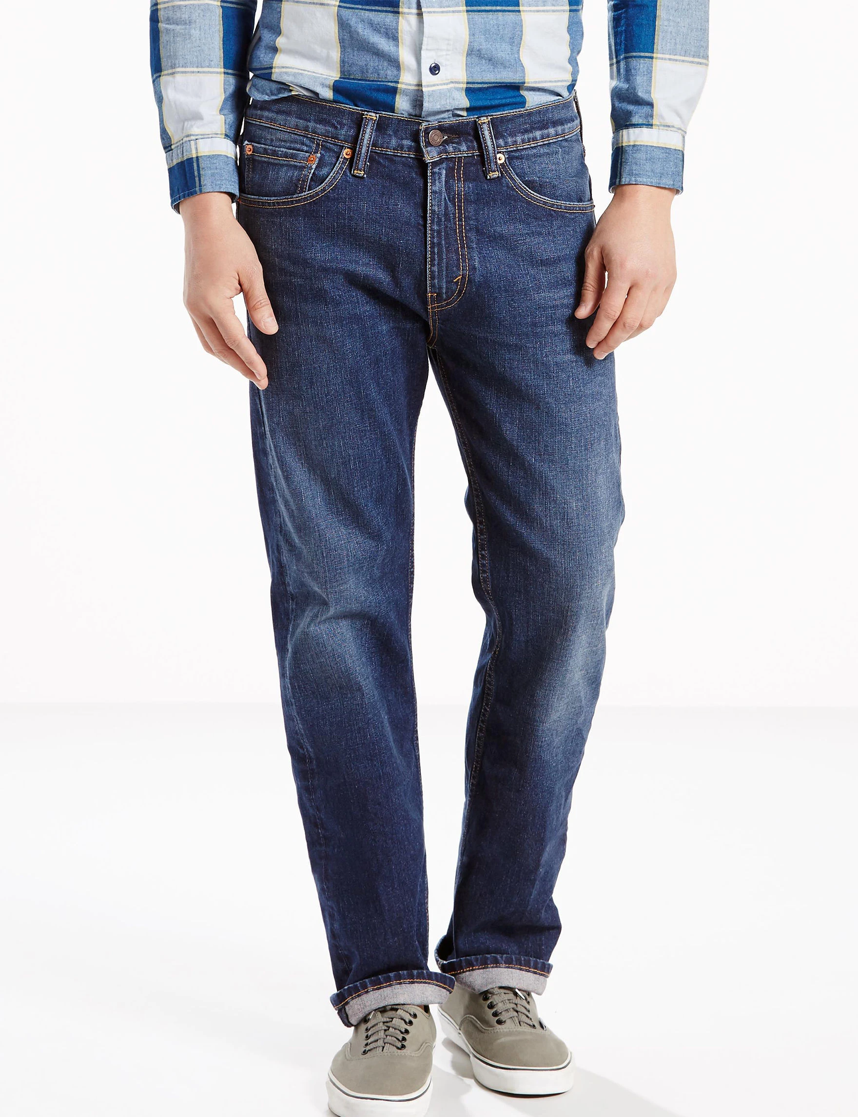Men's Levi's 505 Regular Fit Stretch Jeans, Size: 33x34, Medium Blue