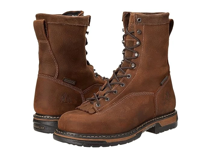 Rocky Men's Ironclad 8 Inch Waterproof Leather Work Boots - Soft Toe - Brown Size 10.5