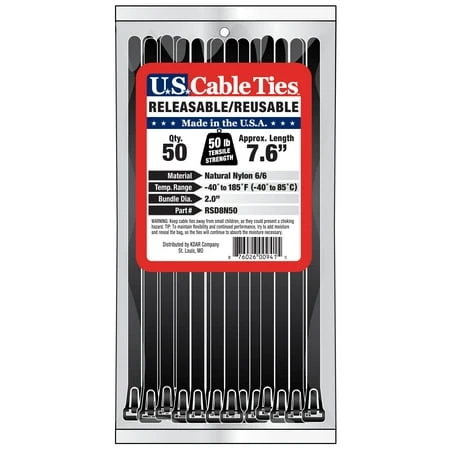 US Cable Ties RSD11N50 11 Inch Releasable Ties, UV Natural, 50 Pack
