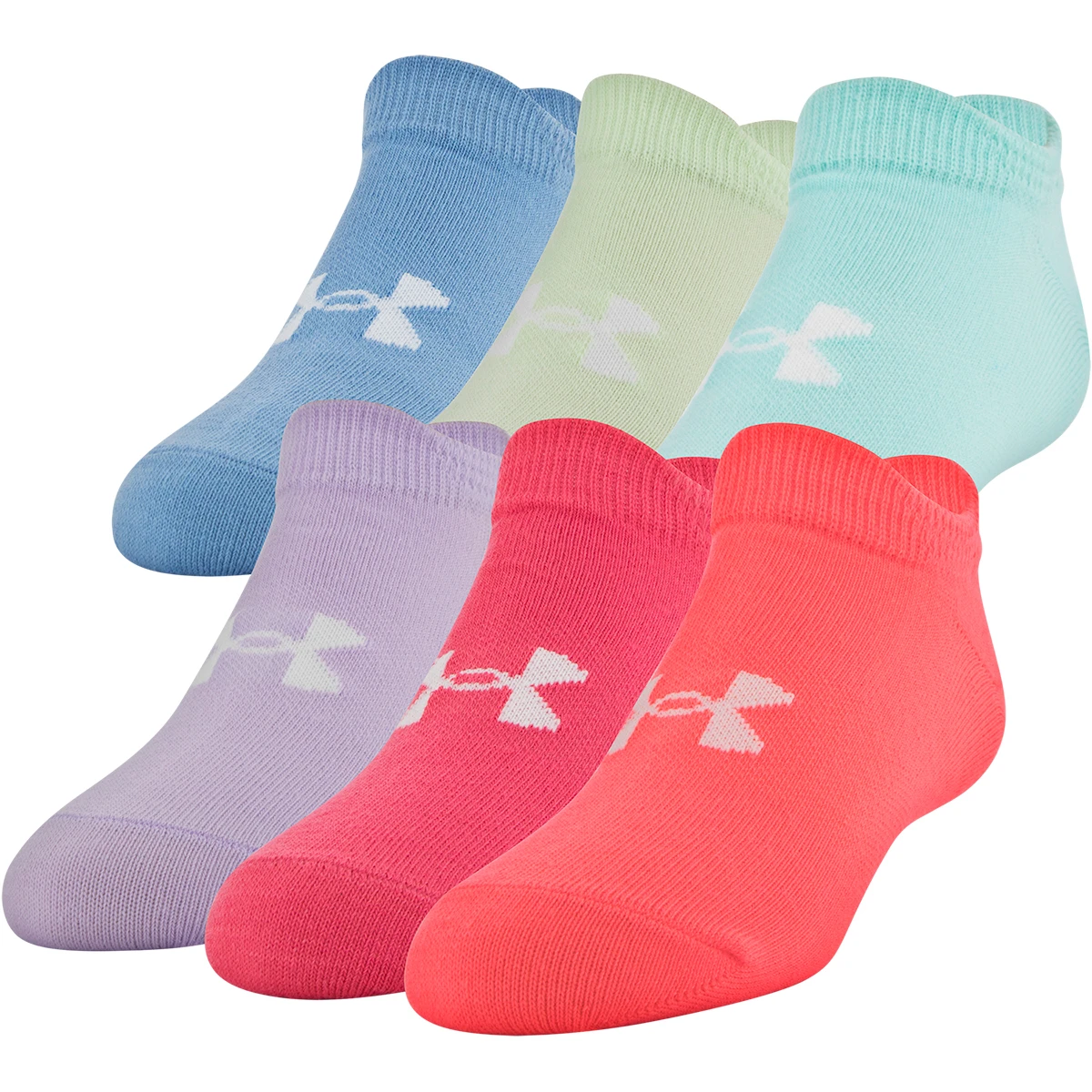 Girls 4-16 Under Armour 6-pack Essential 2.0 No-Show Socks, Girl's, Size: 7-9, Solid