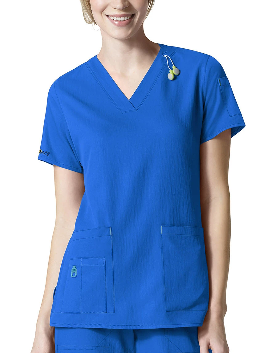 Carhartt Women's Cross-flex V-neck Media Scrub Top, Royal, Large