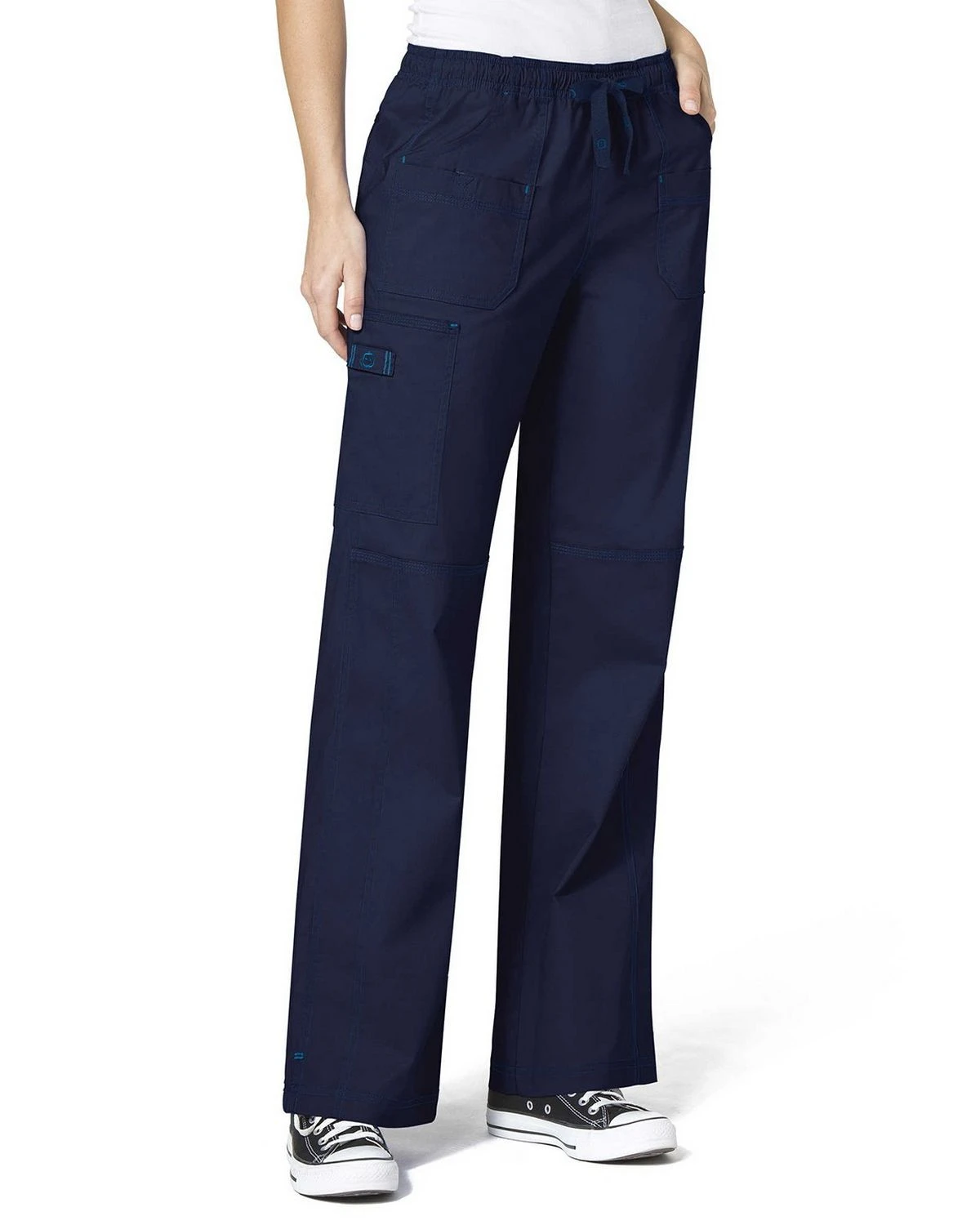 Wonderwink Women's Wonderflex Faith Multi-pocket Cargo Scrub Pants, Navy, Small